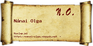 Nánai Olga névjegykártya
